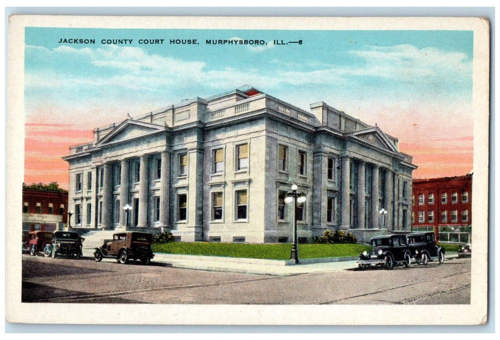 c1910's Jackson County Court House Cars Murphysboro Illinois IL Antique Postcard