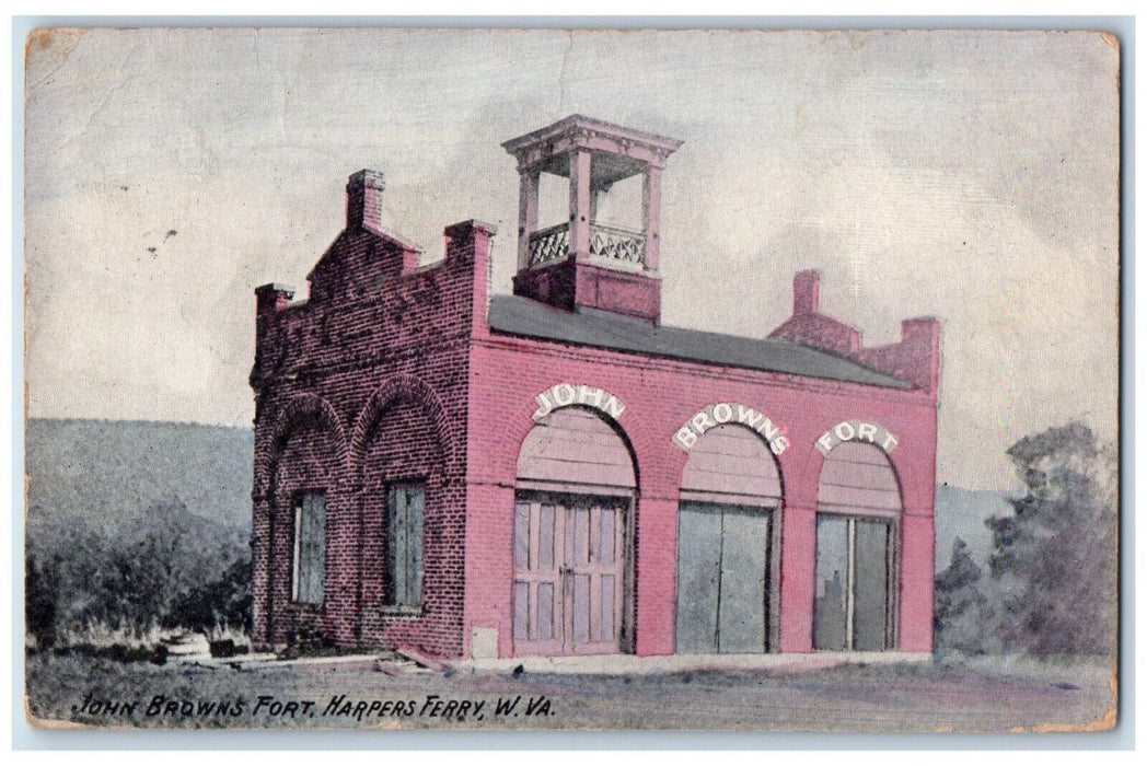 1909 View Of John Browns Fort Harpers Ferry West Virginia WV Antique Postcard