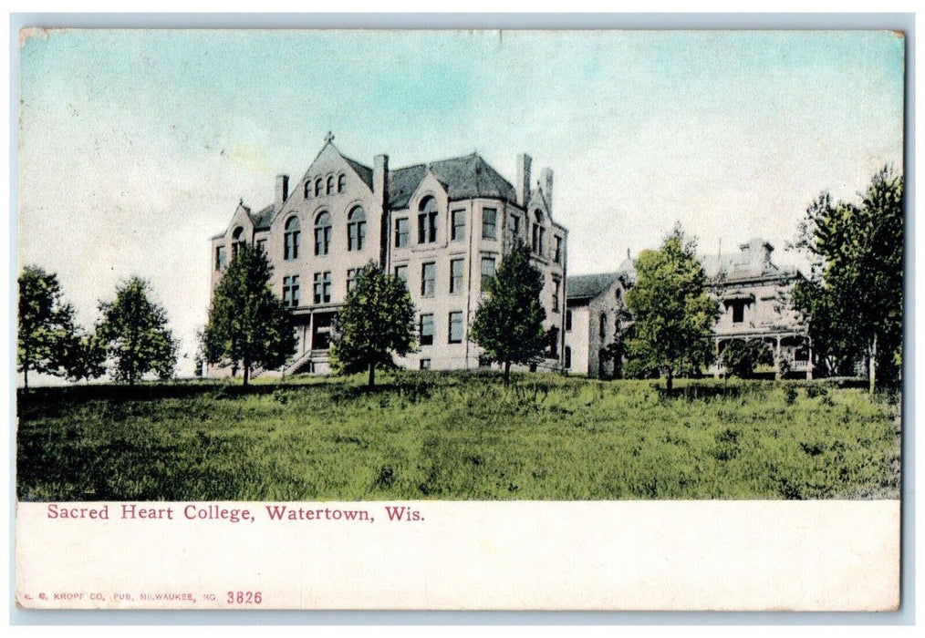 1911 Sacred Heart College Building Watertown Sun Prairie Wisconsin WI Postcard