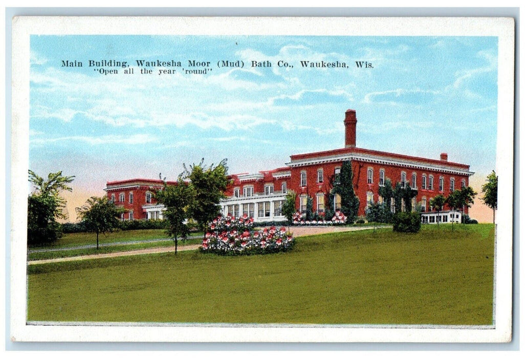 Main Building Waukesha Moor Mud Bath Co Waukesha Wisconsin WI Antique Postcard