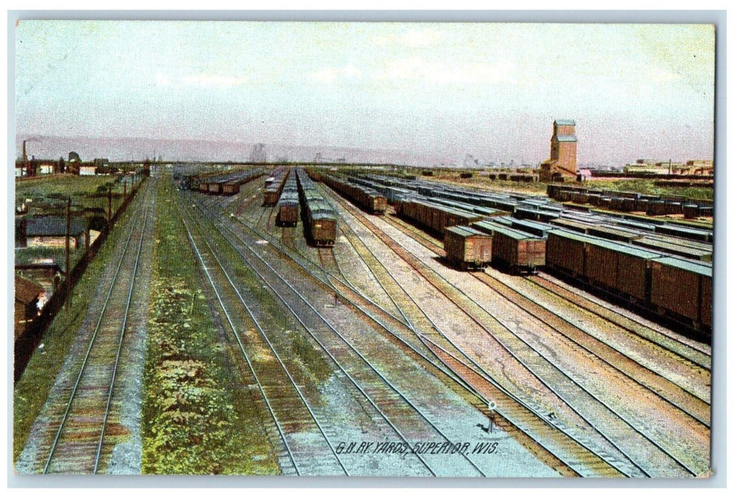 c1910's GNRY Yards Railroad Superior Wisconsin WI Rotograph Antique Postcard