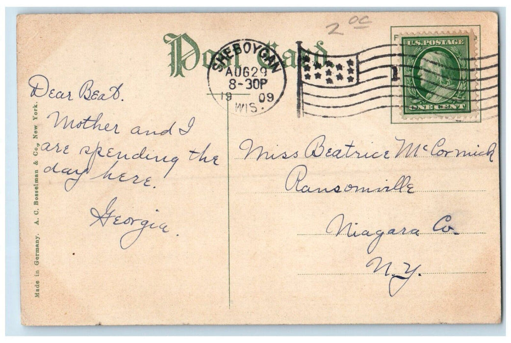 1909 St. Nicholas Hospital Building Sheboygan Wisconsin WI Antique Postcard