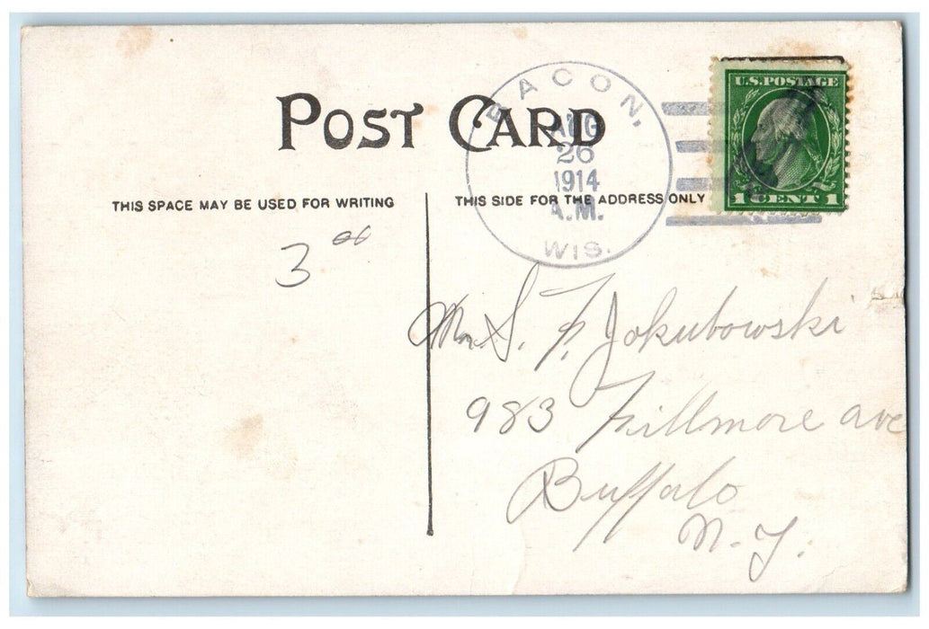 1914 Water Street Looking North Monroe County Bank Restaurant Sparta WI Postcard