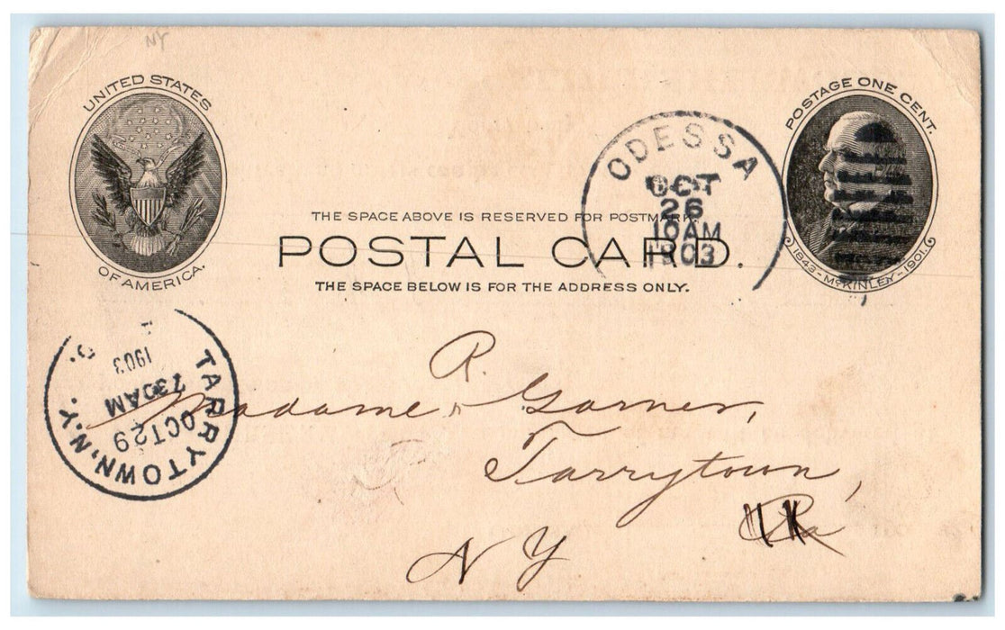 1903 Elmer Sherwood Nursery Stock Purchased Tarrytown NY Odessa NY Postal Card
