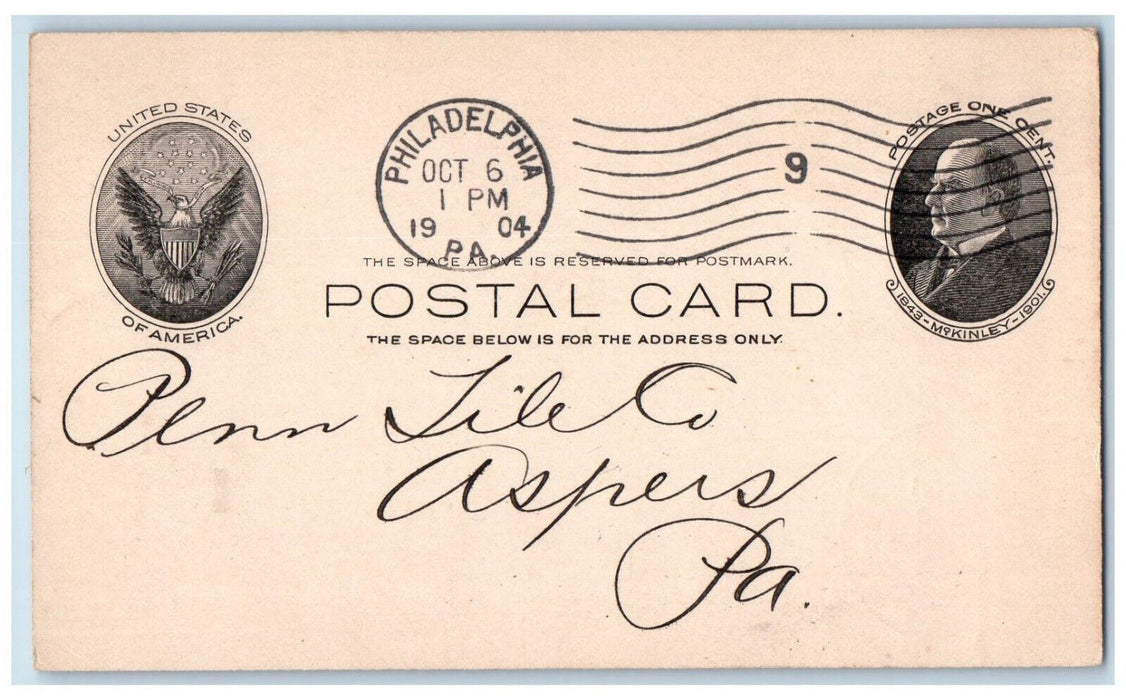 1904 Best Price The Penn Tile Works Adams PA Philadelphia PA Postal Card