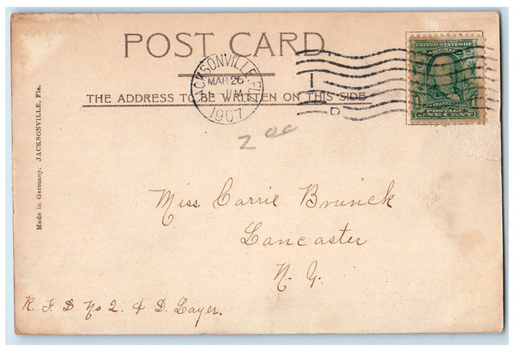 1907 Windsor Hotel Building Front View Jacksonville Florida FL Antique Postcard
