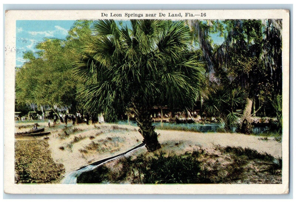 1926 De Leon Springs Near De Land National Garden Florida FL, Waterfall Postcard