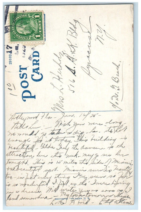 c1910's Patio Hollywood Golf And County Club Hollywood Florida FL Postcard