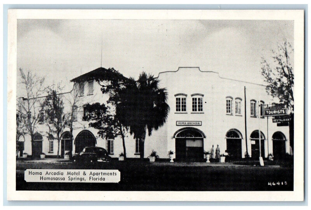 Homa Arcadia Motel & Apartments Car Homosassa Springs Florida FL Postcard