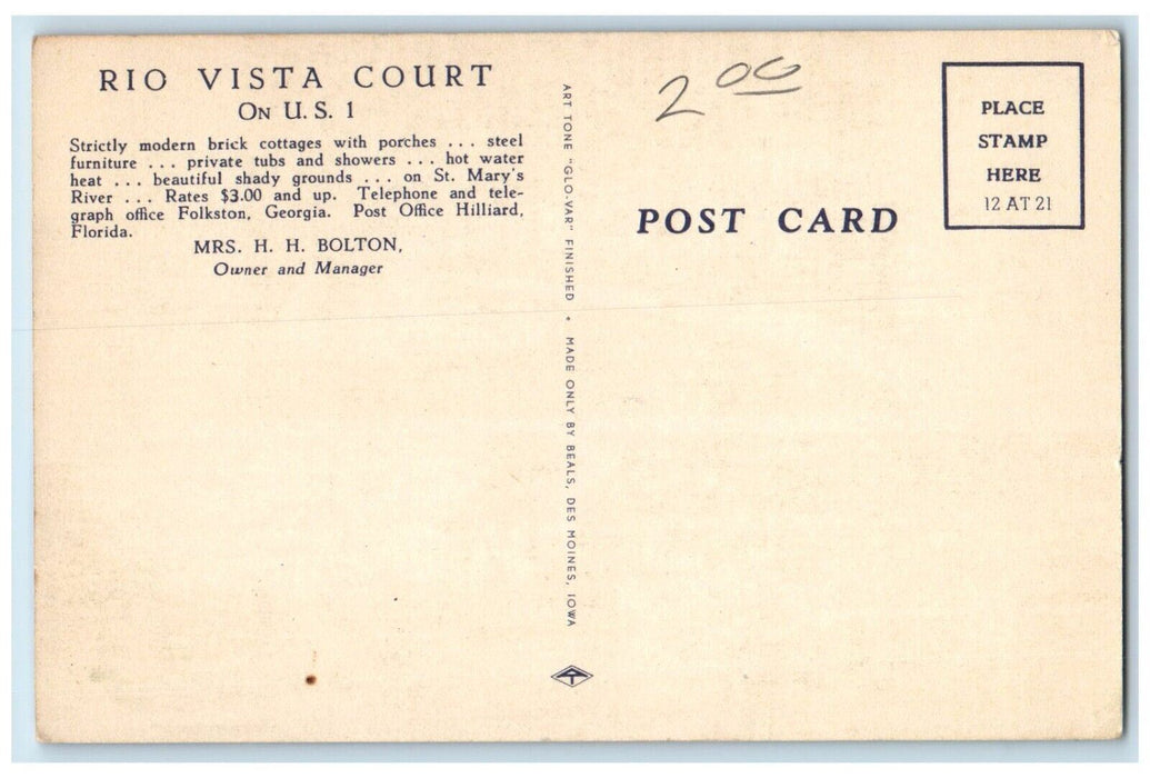 Rio Vista Court Georgia Florida State Line FL. Water Fountain Dual View Postcard