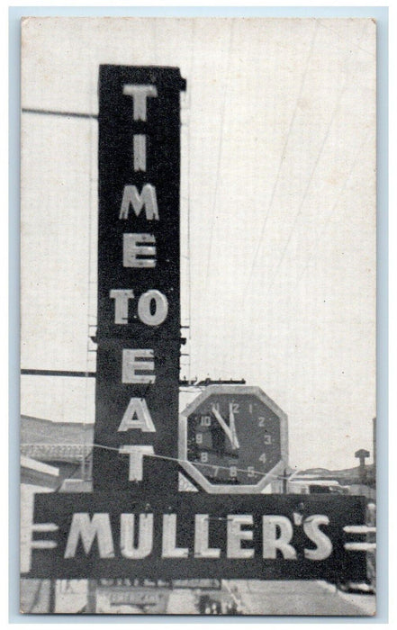c1910's Time To Eat Mullers Clock Daytona Beach Florida FL Antique Postcard