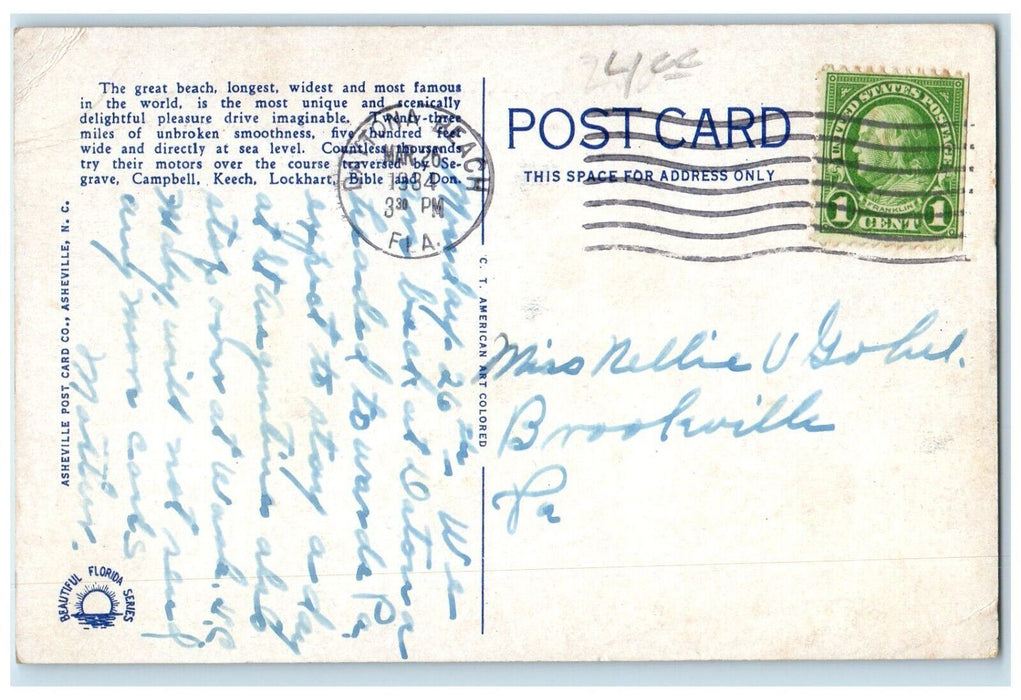 Bluebird Driven Malcolm Campbell Auto Speed Record Daytona Beach FL Postcard