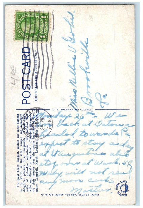 Bluebird Driven Malcolm Campbell Auto Speed Record Daytona Beach FL Postcard