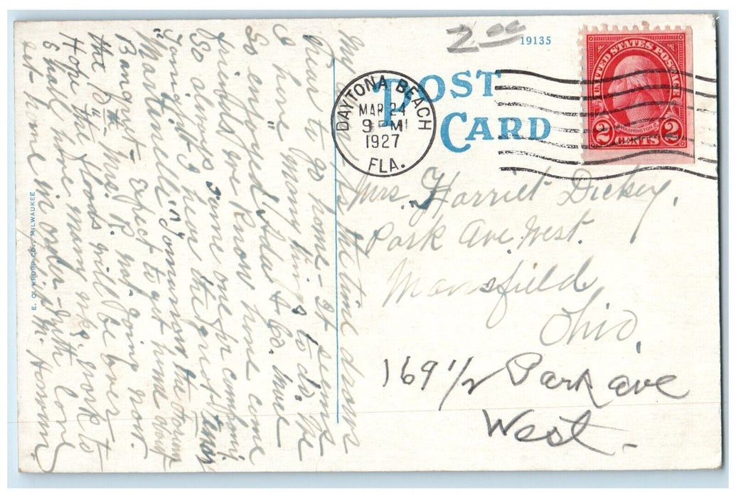 1927 Seaside Inn Daytona Beach Florida Finest Beach In The World Cars Postcard
