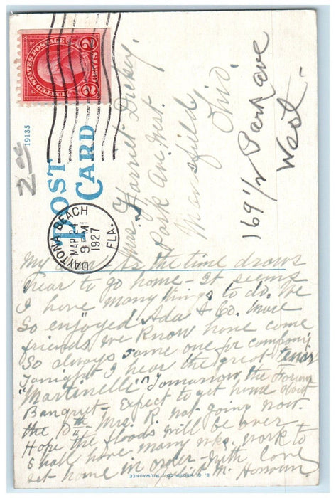 1927 Seaside Inn Daytona Beach Florida Finest Beach In The World Cars Postcard