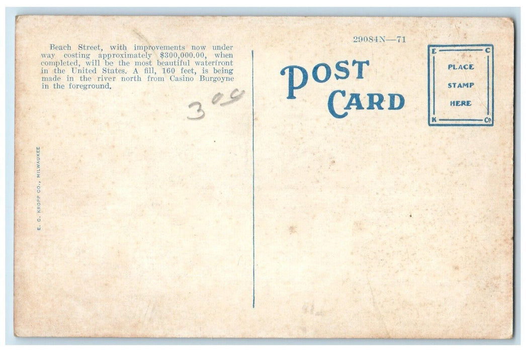 c1910's Beach Street Cars Flags Daytona Florida FL Unposted Antique Postcard