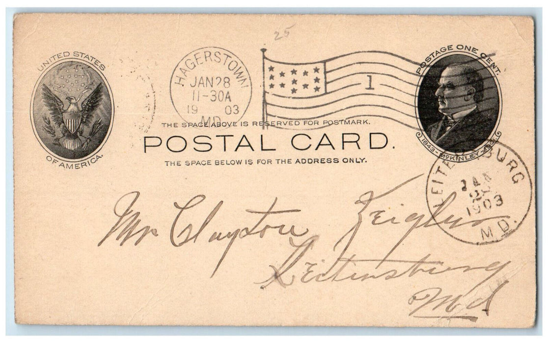 1903 Uncle Clayton Pass Through Your Town Leitensburg Maryland MD Postal Card