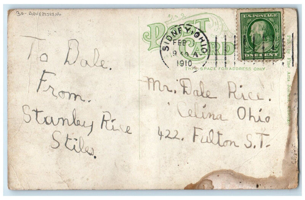 1910 Enraptured AB Chase Pianos And Artistanos Advertising Antique Postcard