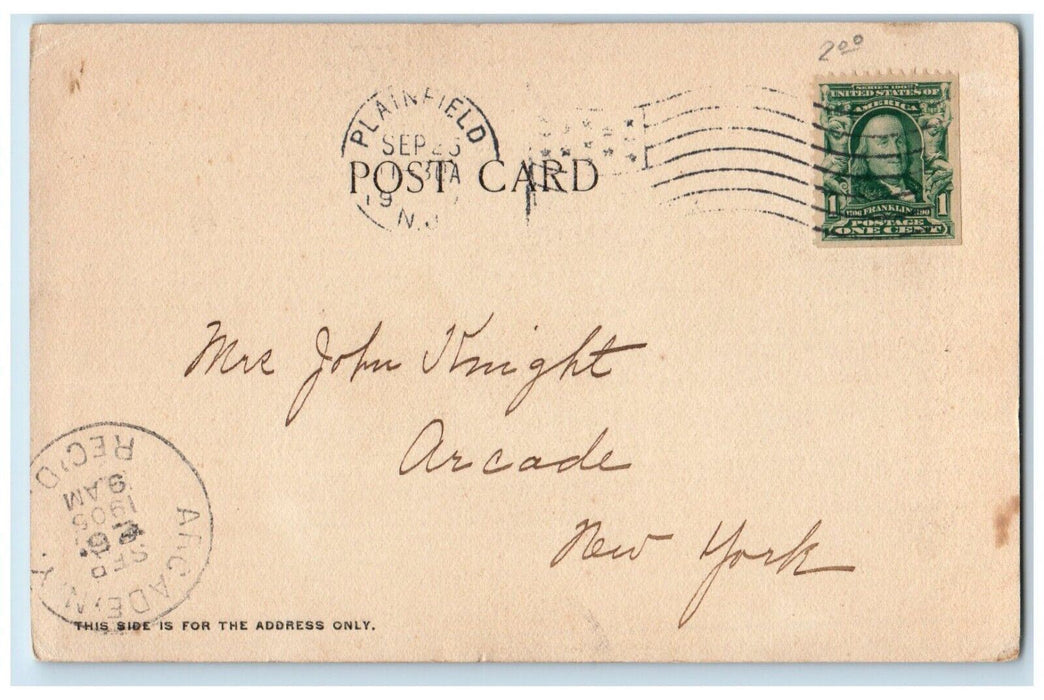 1905 Exterior View Public Library Building Trees Plainfield New Jersey Postcard