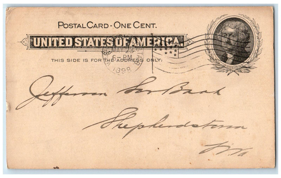 1898 Letter Received The National Capital Bank Washington D.C. Postal Card