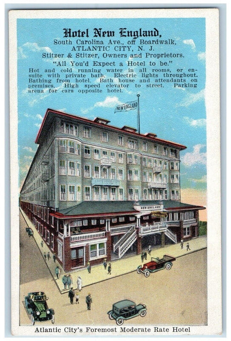 c1910 Hotel New England Your Seashore Home Atlantic City New Jersey NJ Postcard