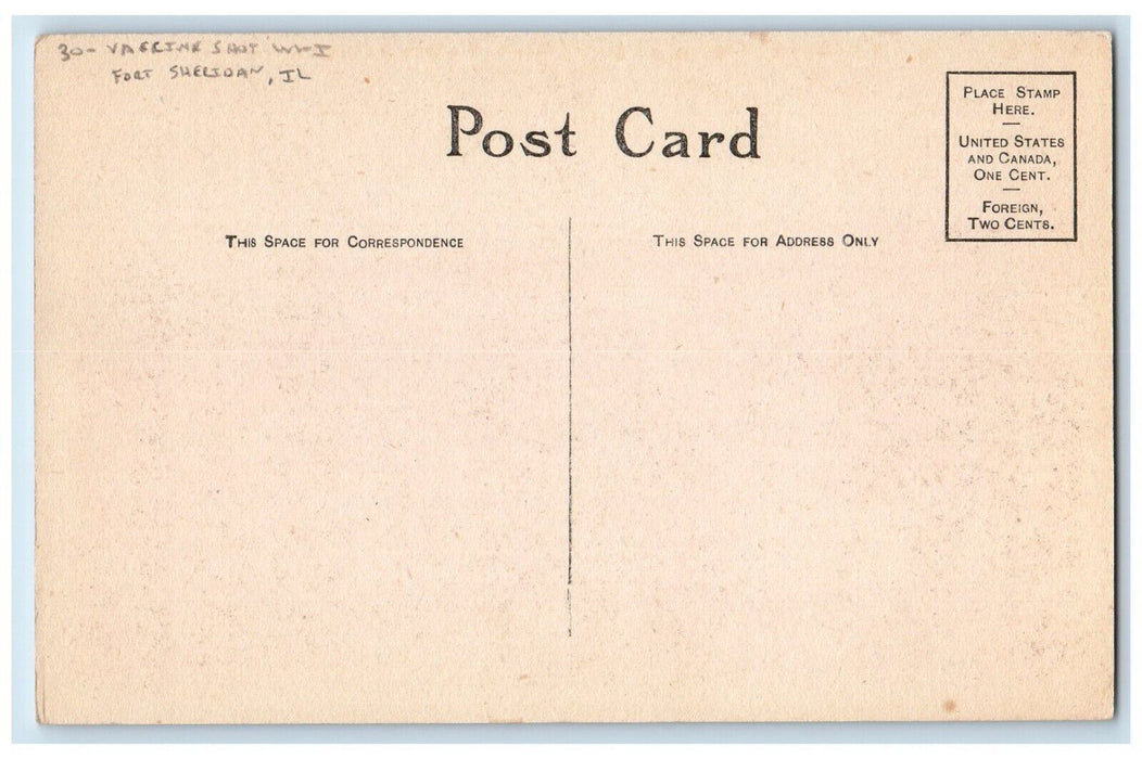 c1910's Vaccine Shot WWI Fort Sheridan Illinois IL Unposted Antique Postcard