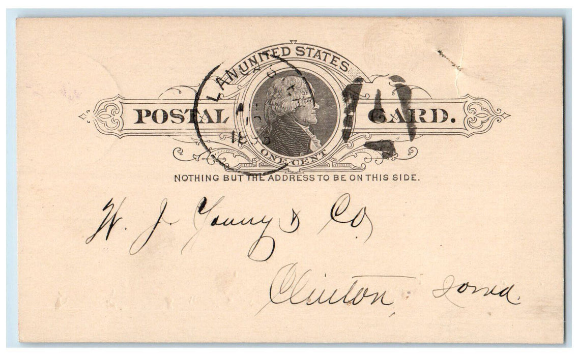 1893 Chas Wirth Lumber Dealer Lancaster Missouri MO Posted Postal Card