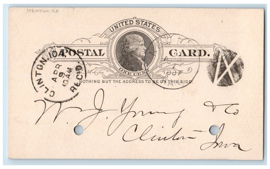 1887 Lumber Order Newton IA Clinton Iowa IA Posted Antique Postal Card
