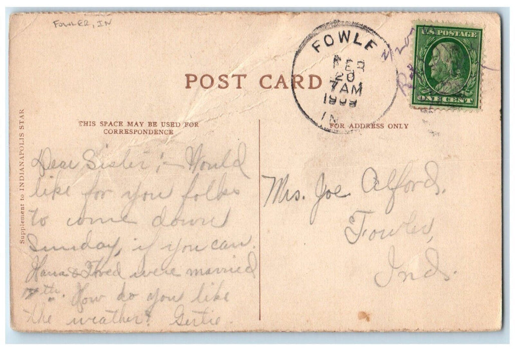 1909 Dutch Boy Fishermen Catch Fishes Fowler Indiana IN Posted Antique Postcard