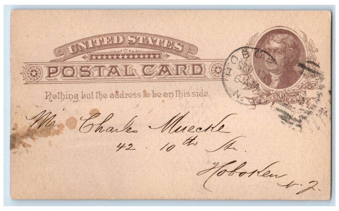 1886 Lessing Council No.333 A.L.H. Hoboken New Jersey NJ Posted Postal Card