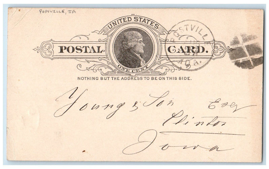 1889 Send Lumber Price List Postville IA Clinton Iowa IA Postal Card