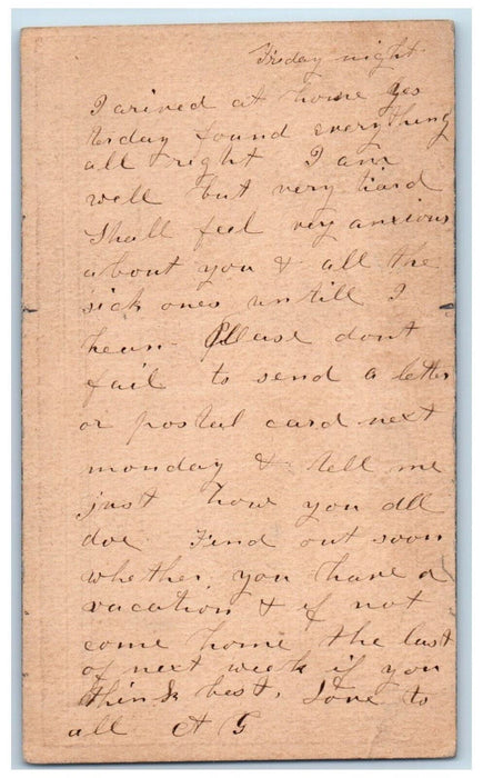 c1880's Arrived at Home Anxious Lena Illinois IL Winnebago IL Postal Card