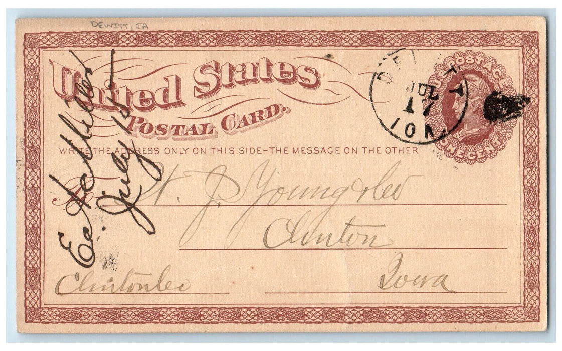 1875 Send Lumber Car as Order Dewitt Iowa IA Clinton IA Antique Postal Card