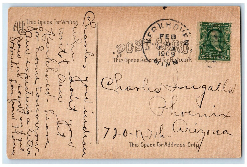 1909 I Send You A Kiss In The Week Lips Kerkhoven Minnesota MN Antique Postcard