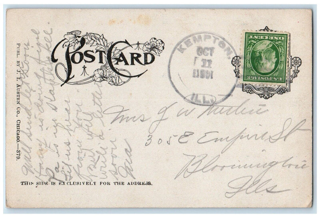 c1905 Return From The Hunt Dogs Car Kempton Illinois IL Posted Antique Postcard