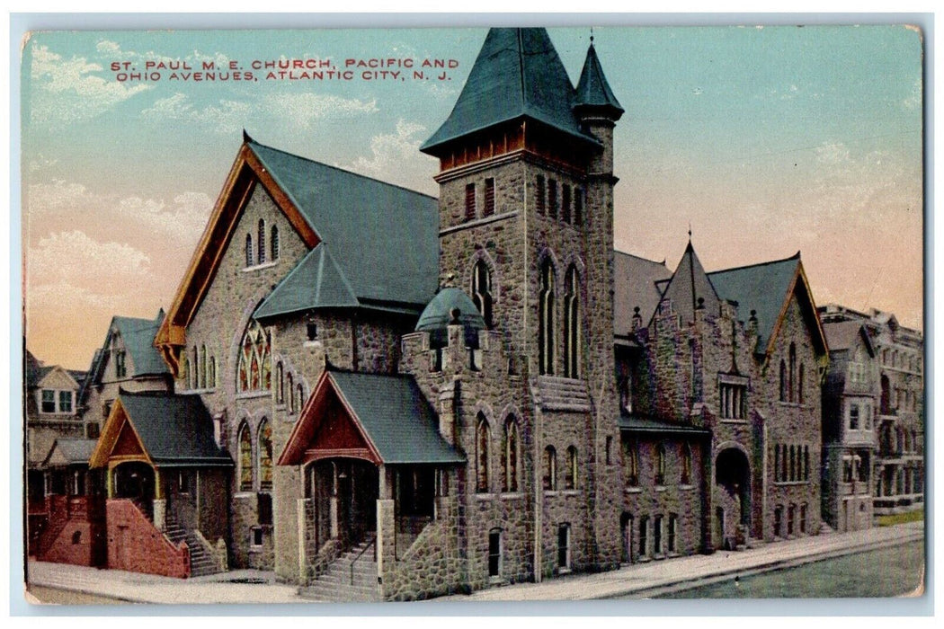 c1910 St Paul M.E. Church Pacific Ohio Avenues Atlantic City New Jersey Postcard