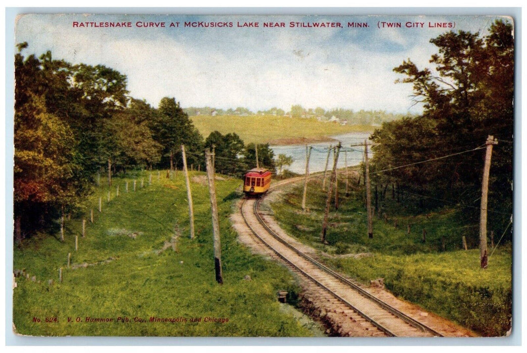 1910 Rattlesnake Curve McKusicks Lake Stillwater Twin City Minnesota MN Postcard