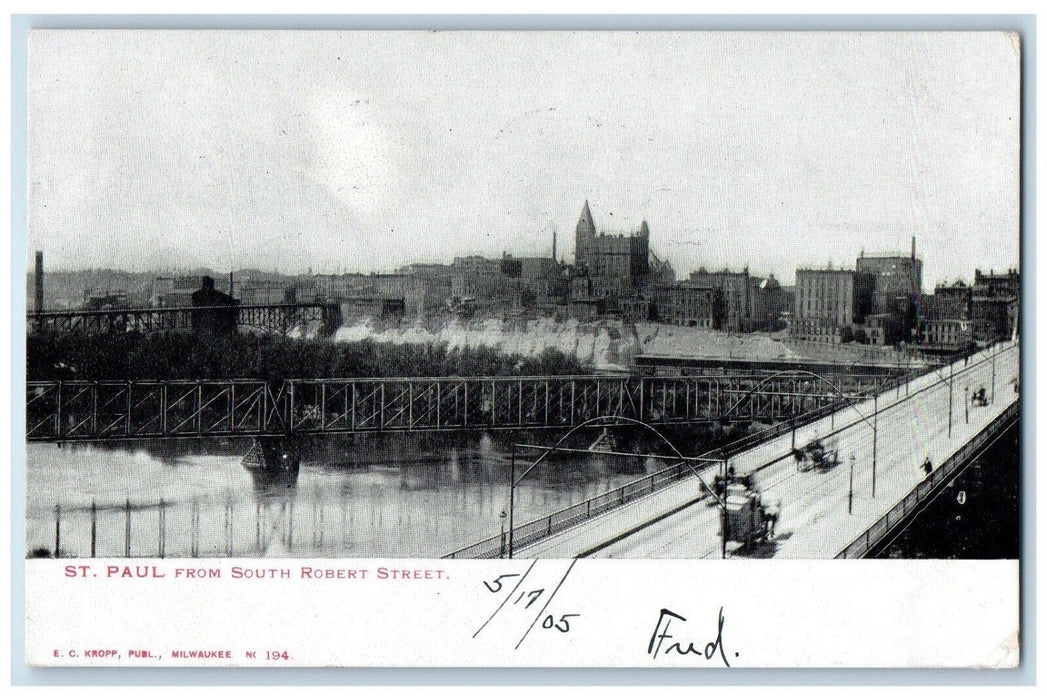 1905 Aerial View St Paul From South Robert Street Rochester Minnesota Postcard