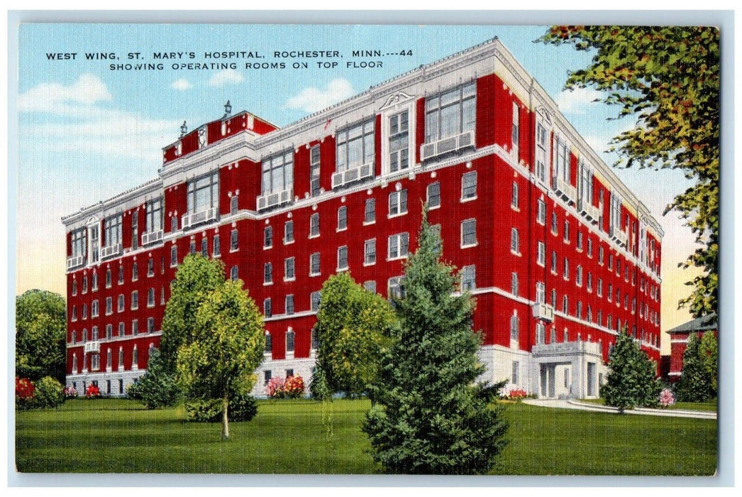 c1940 West Wing St Mary Hospital Rochester Minnesota MN Vintage Antique Postcard