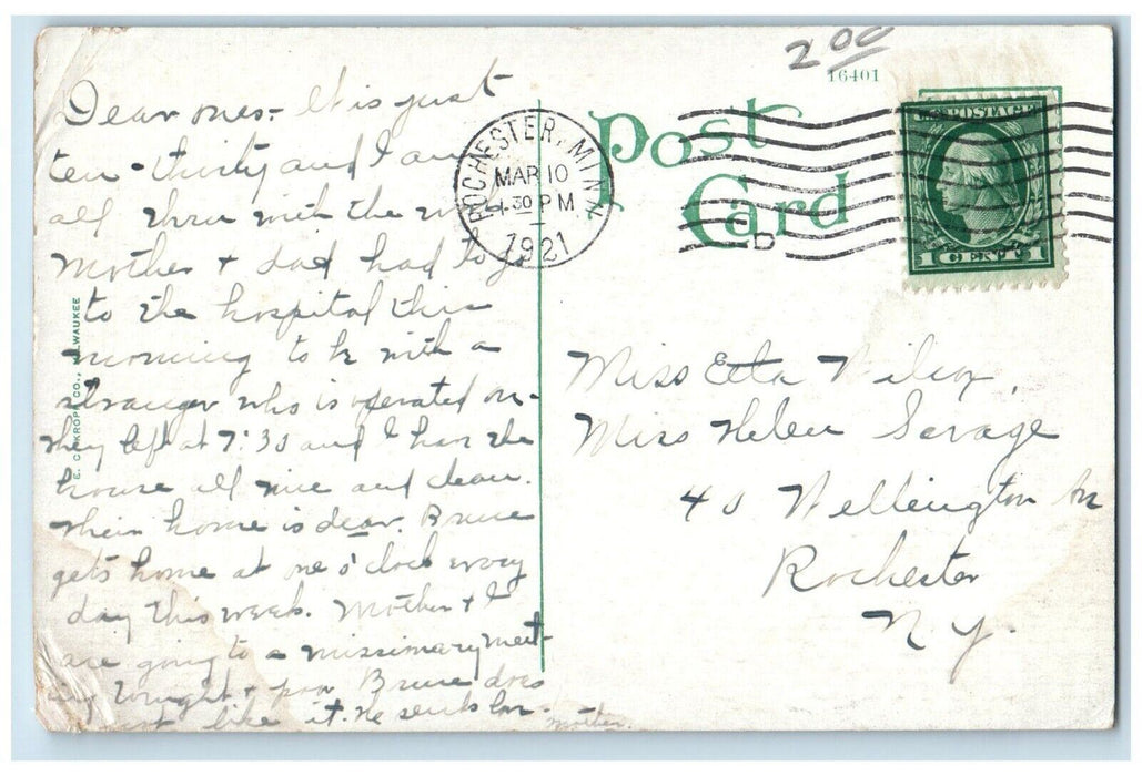 1921 Clinic Building Classic Cars Rochester Minnesota Antique Vintage Postcard