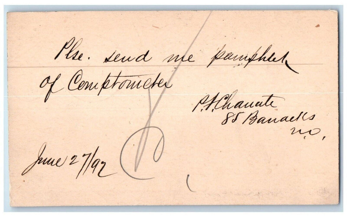 1892 Send Pamphlet of Comptomcher Felt and Farrauh New Orleans LA Postal Card