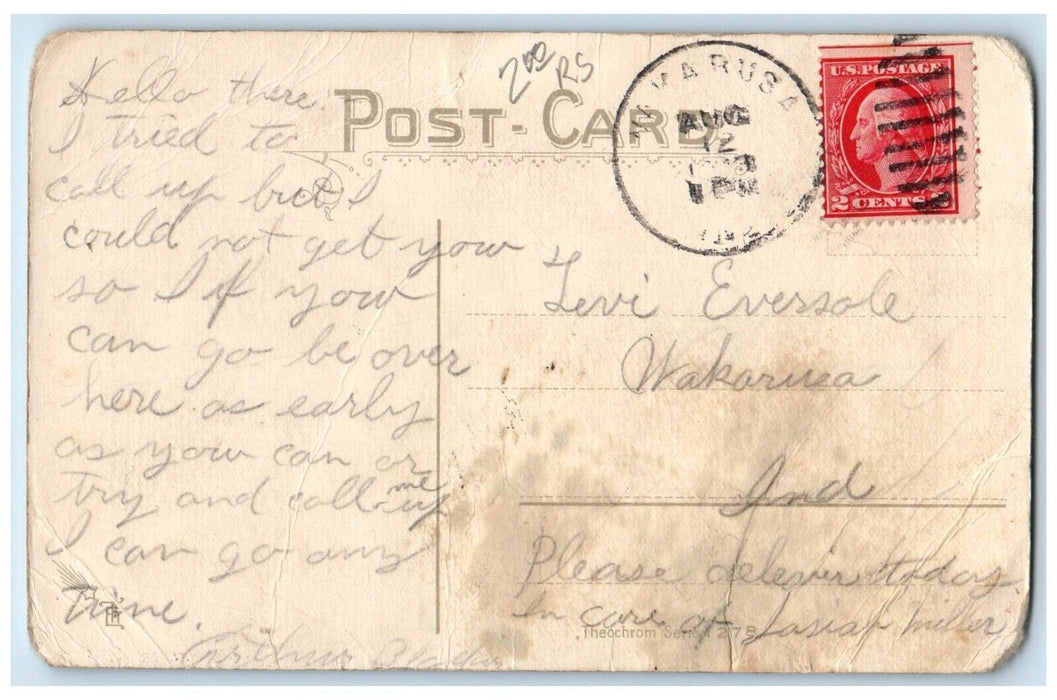 1908 Military Soldier Camping Napoleon Wakarusa Indiana IN Antique Postcard