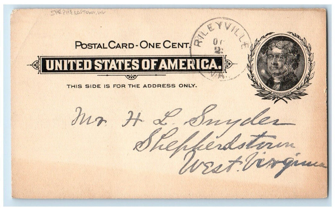 1902 Time Place & Preacher Report Rileyville VA Shepherdstown WV Postal Card