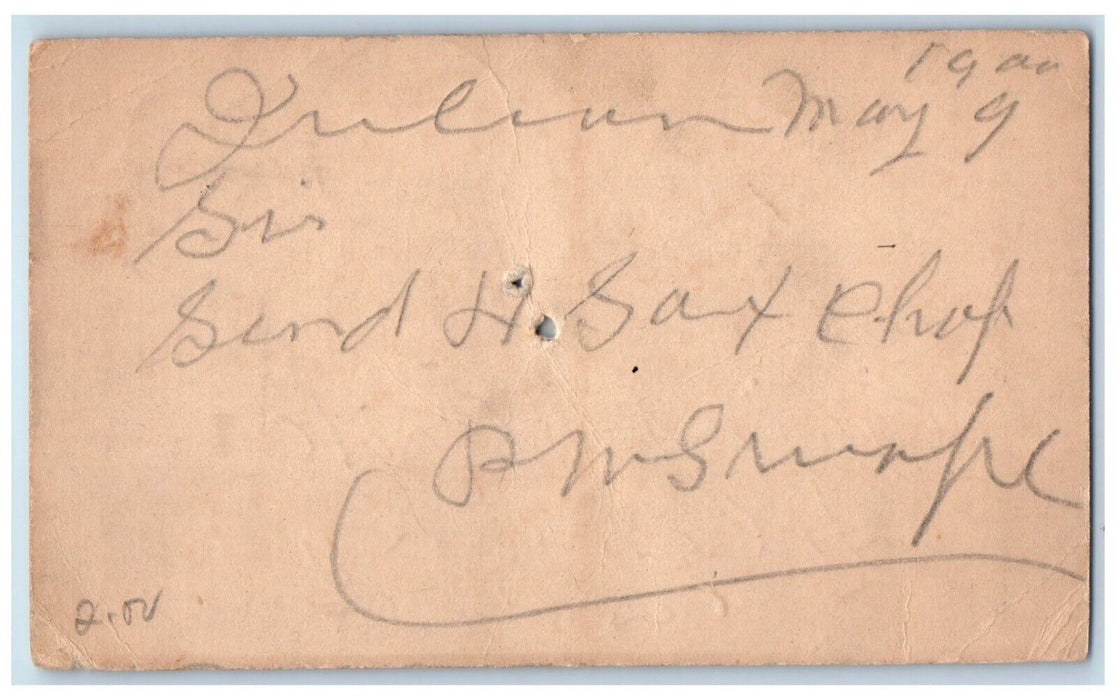 1900 Send H Sax Chop Julian Pennsylvania PA Fleming Center Co. PA Postal Card