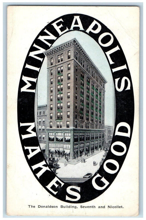 1909 Donaldson Building Seventh Nicollet Minneapolis Minnesota Vintage Postcard