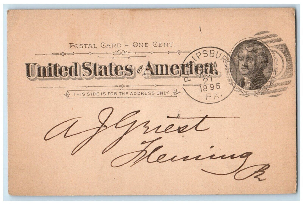 1897 Platt Barber Co. Wholesale Grocers Confectioners Philipsburg PA Postal Card