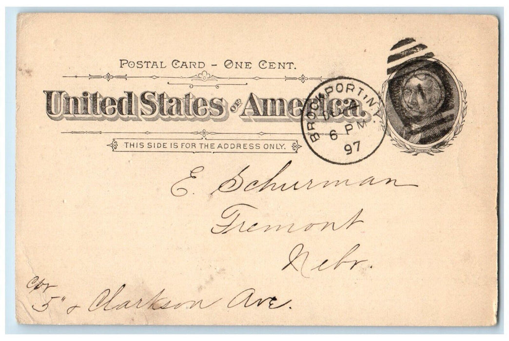 1897 Moore's Subscription Agency Brockport New York NY Antique Postal Card