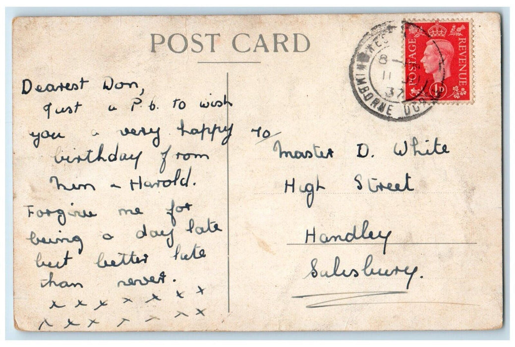 Happy Birthday Little Girl Playing Piano Flowers John Wills Posted Postcard
