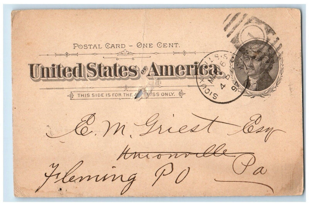 1897 The Co-Operative Savings & Loan Association Sioux Falls SD Postal Card