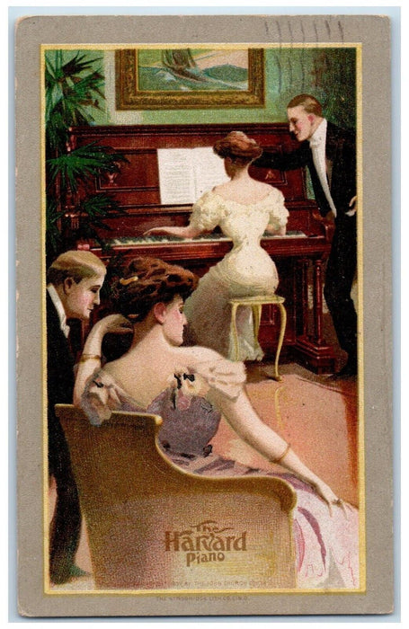 1912 Pretty Woman The Harvard Piano Cincinnati Ohio OH Posted Antique Postcard